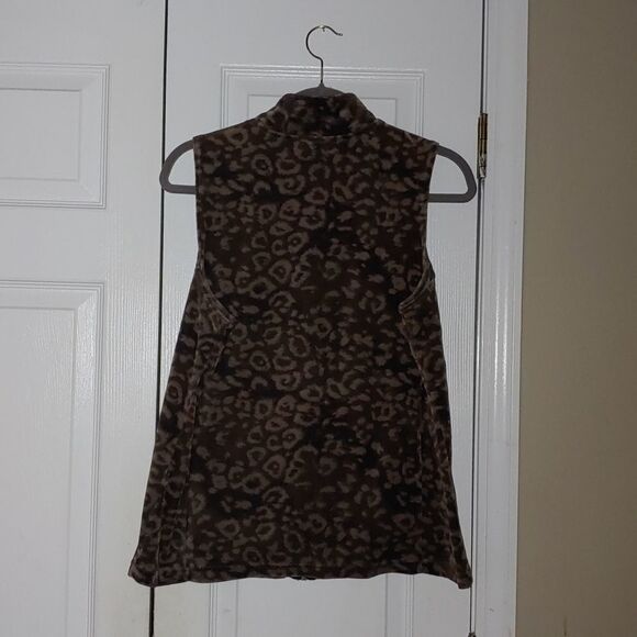 Basic Editions zip up soft animal print vest Sz L NWOT - Picture 4 of 5